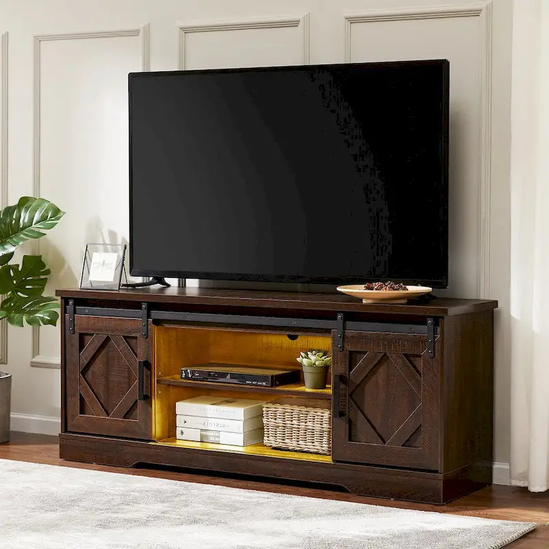 Rustic Farmhouse Barndoor TV Stand - Entertainment Center for TVs up to 70 Inches 46