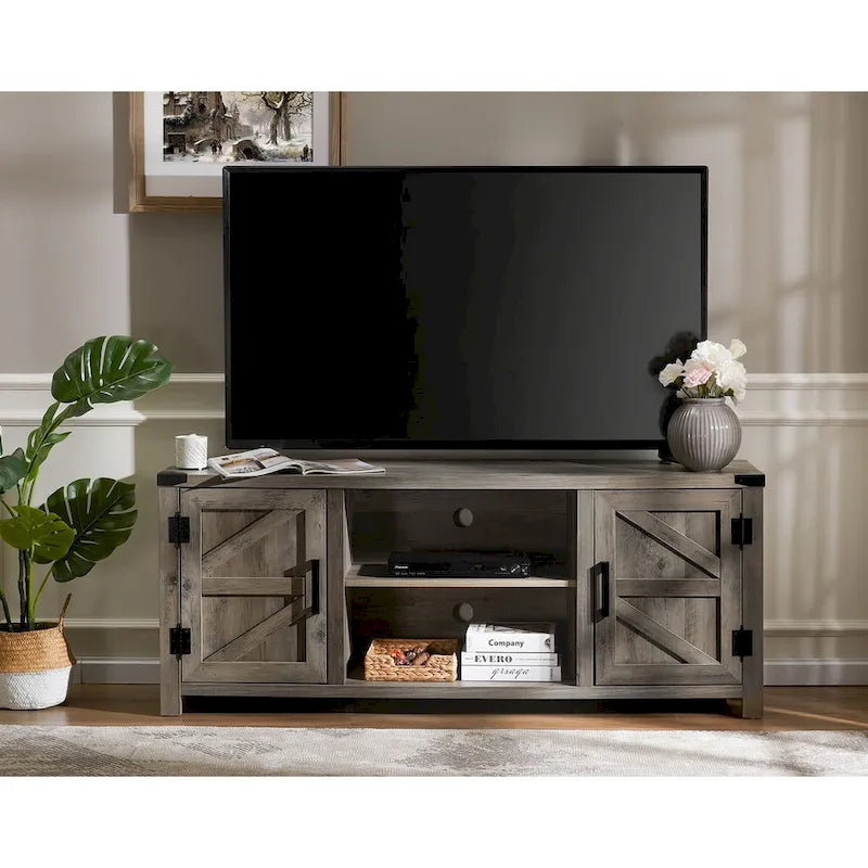 Rustic Farmhouse Barndoor TV Stand - Entertainment Center for TVs up to 70 Inches 1
