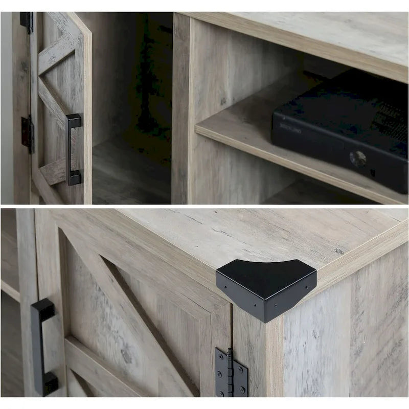 Rustic Farmhouse Barndoor TV Stand - Entertainment Center for TVs up to 70 Inches 5