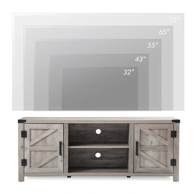 Rustic Farmhouse Barndoor TV Stand - Entertainment Center for TVs up to 70 Inches 6