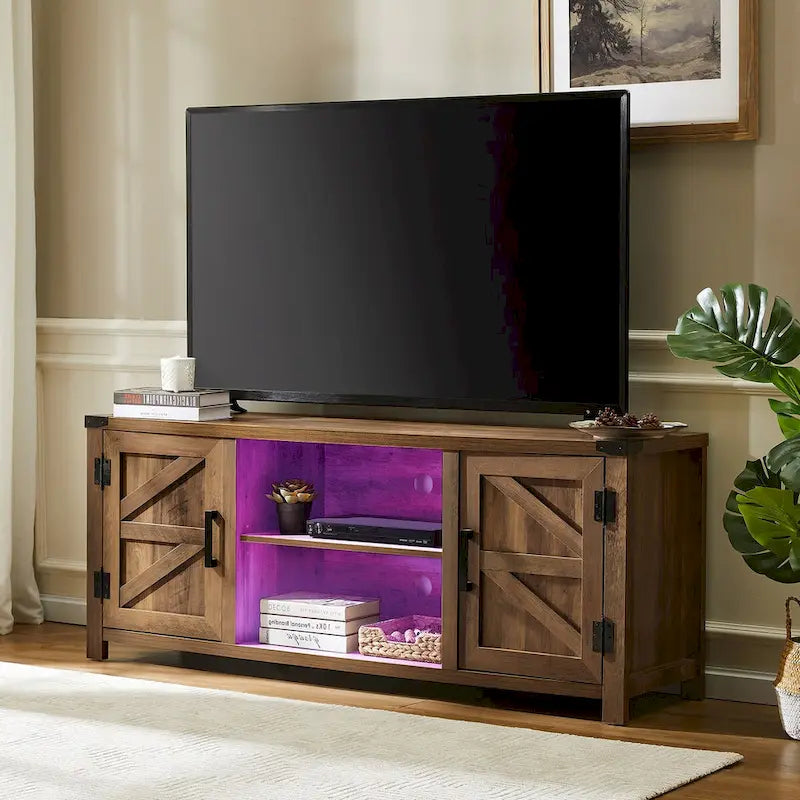 Rustic Farmhouse Barndoor TV Stand - Entertainment Center for TVs up to 70 Inches 7