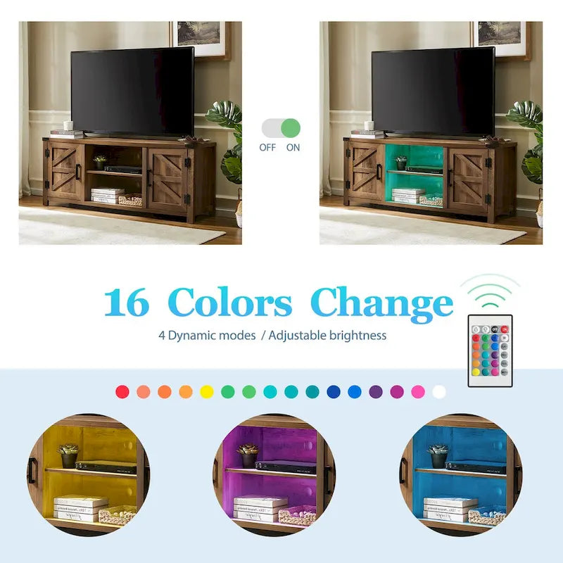 Rustic Farmhouse Barndoor TV Stand - Entertainment Center for TVs up to 70 Inches 8