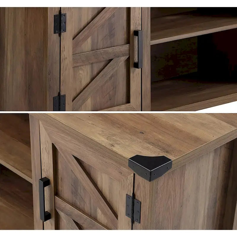 Rustic Farmhouse Barndoor TV Stand - Entertainment Center for TVs up to 70 Inches 9