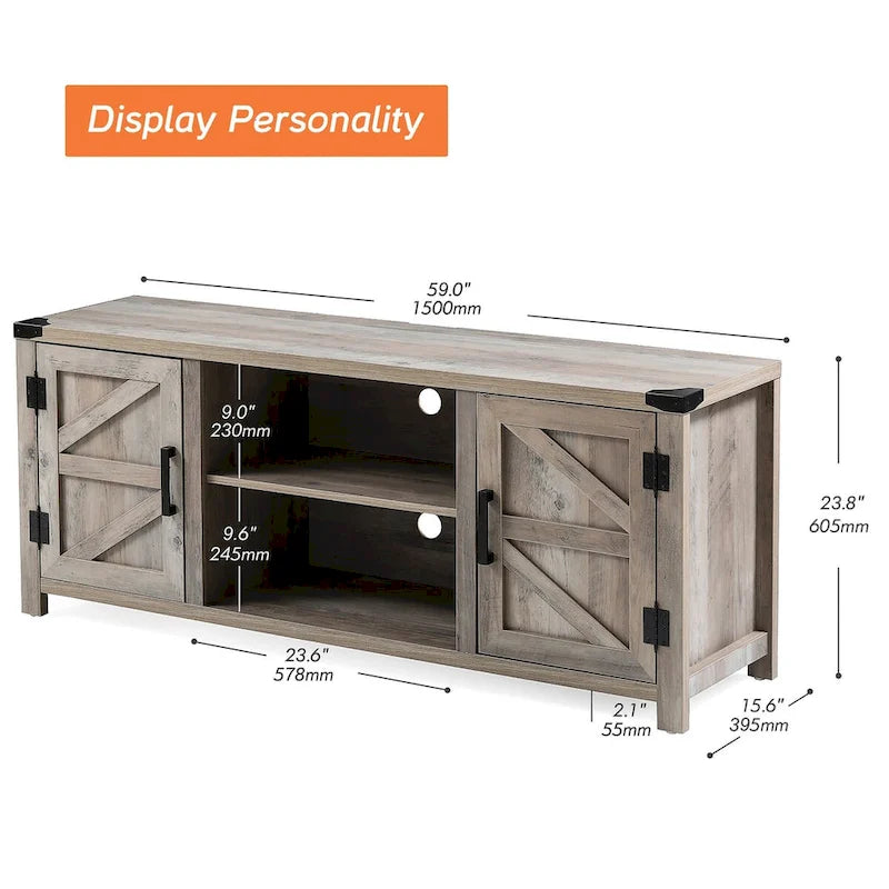 Rustic Farmhouse Barndoor TV Stand - Entertainment Center for TVs up to 70 Inches 15