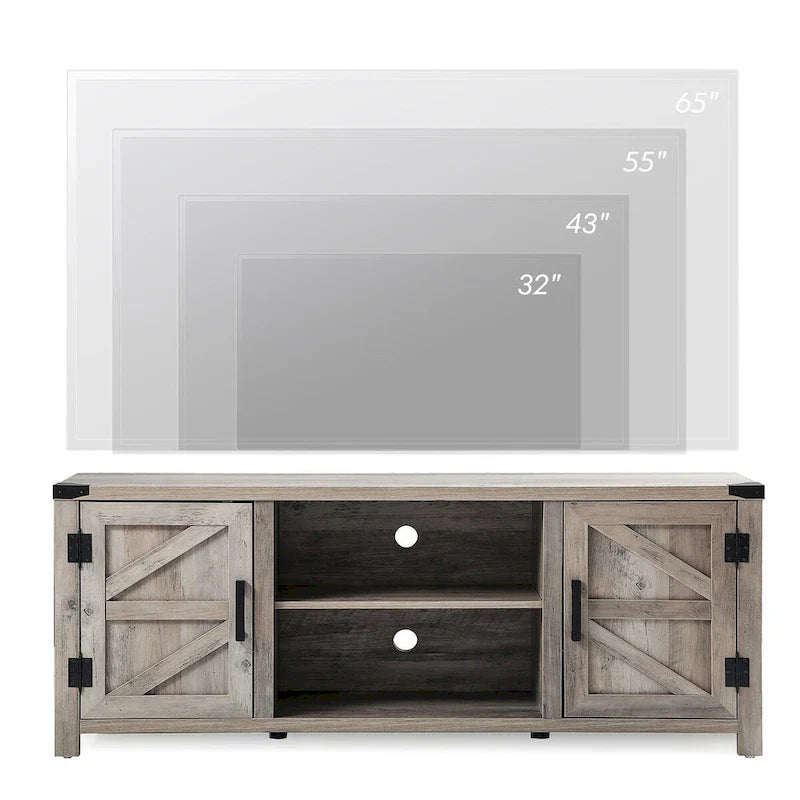 Rustic Farmhouse Barndoor TV Stand - Entertainment Center for TVs up to 70 Inches 18
