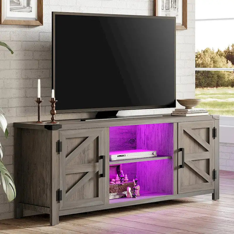 Rustic Farmhouse Barndoor TV Stand - Entertainment Center for TVs up to 70 Inches 19