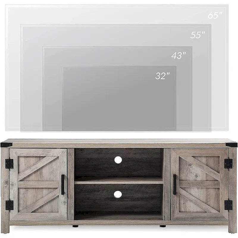 Rustic Farmhouse Barndoor TV Stand - Entertainment Center for TVs up to 70 Inches 22
