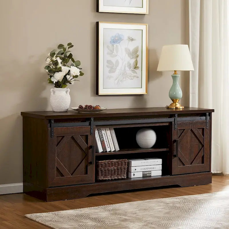 Rustic Farmhouse Barndoor TV Stand - Entertainment Center for TVs up to 70 Inches 25