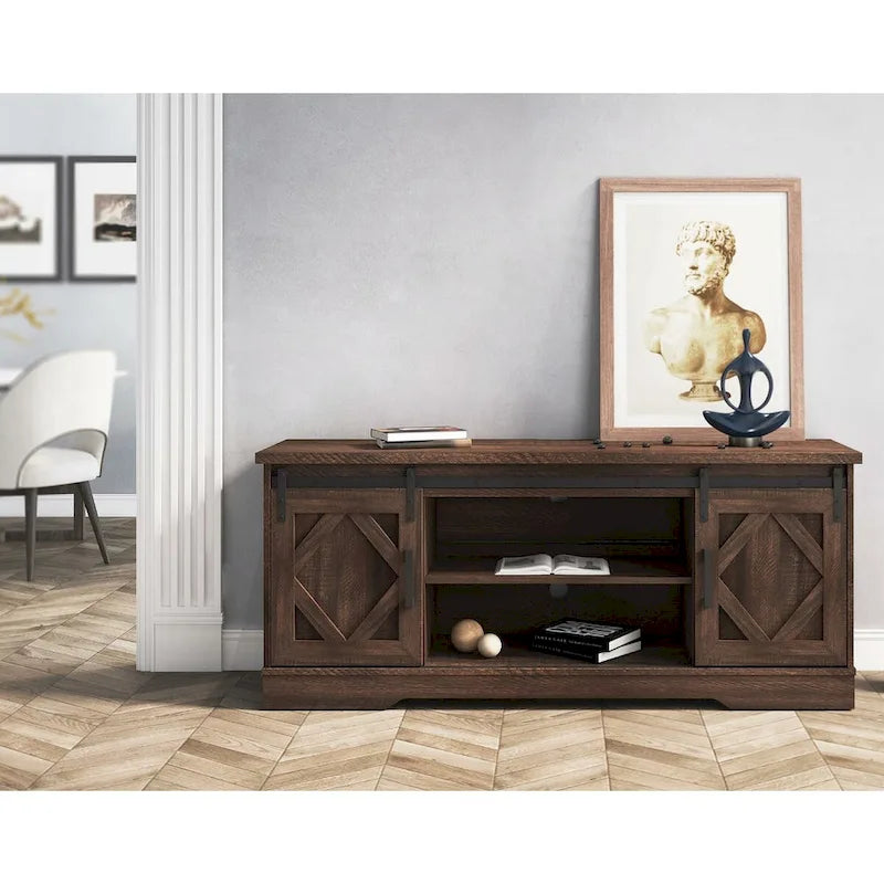 Rustic Farmhouse Barndoor TV Stand - Entertainment Center for TVs up to 70 Inches 26