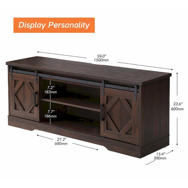Rustic Farmhouse Barndoor TV Stand - Entertainment Center for TVs up to 70 Inches 27