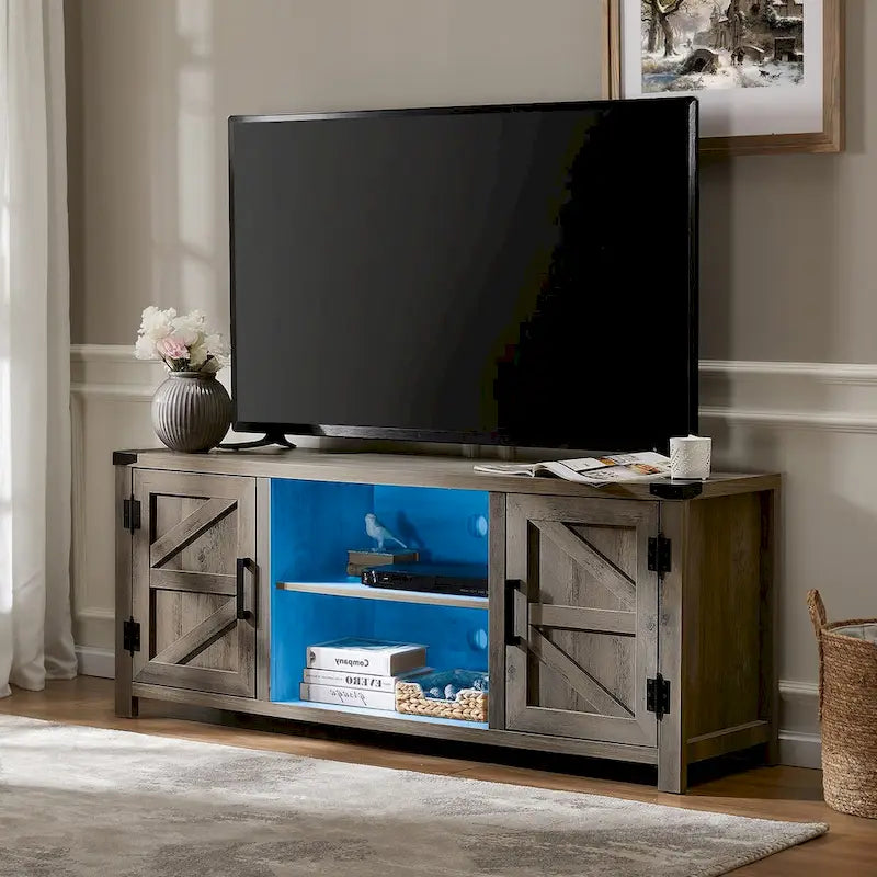 Rustic Farmhouse Barndoor TV Stand - Entertainment Center for TVs up to 70 Inches 31