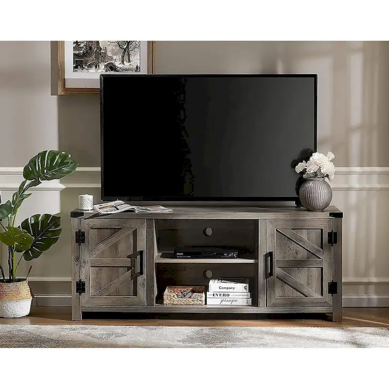 Rustic Farmhouse Barndoor TV Stand - Entertainment Center for TVs up to 70 Inches 32