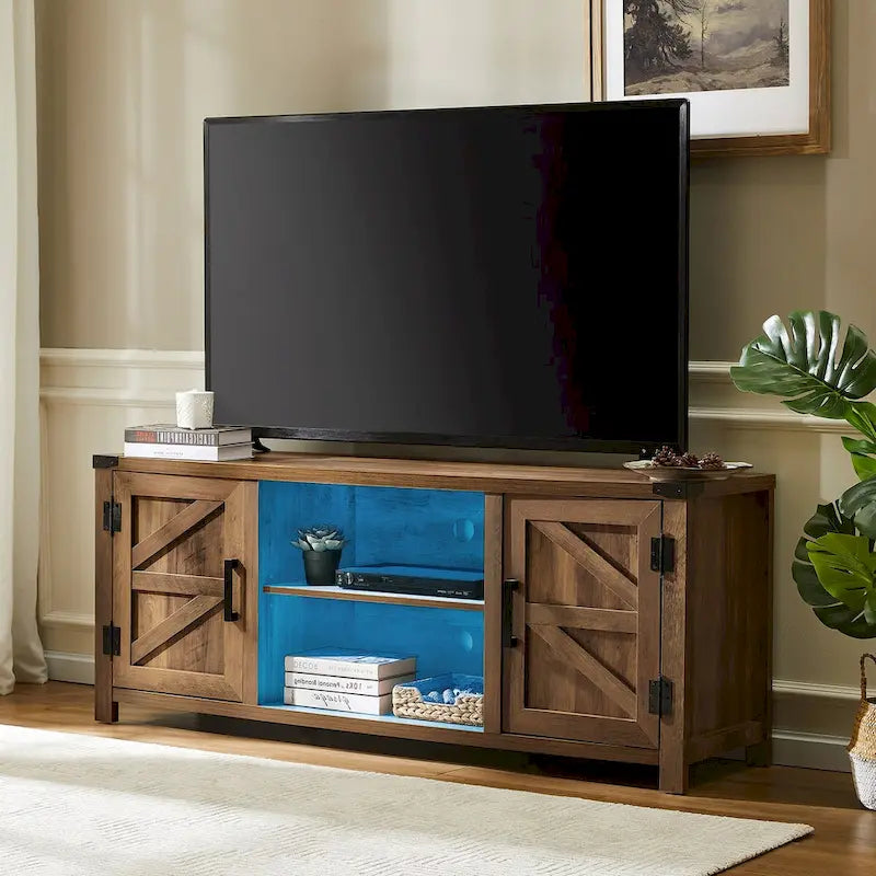 Rustic Farmhouse Barndoor TV Stand - Entertainment Center for TVs up to 70 Inches 34