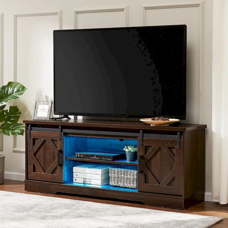 Rustic Farmhouse Barndoor TV Stand - Entertainment Center for TVs up to 70 Inches 37