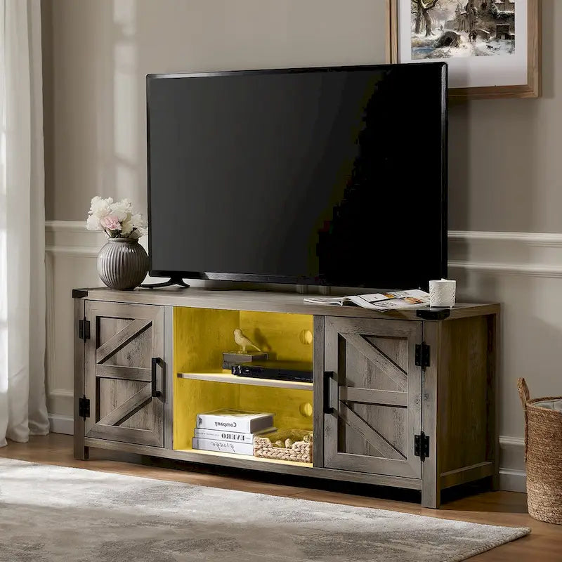 Rustic Farmhouse Barndoor TV Stand - Entertainment Center for TVs up to 70 Inches 38