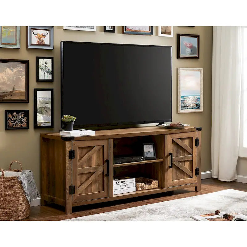 Rustic Farmhouse Barndoor TV Stand - Entertainment Center for TVs up to 70 Inches 41
