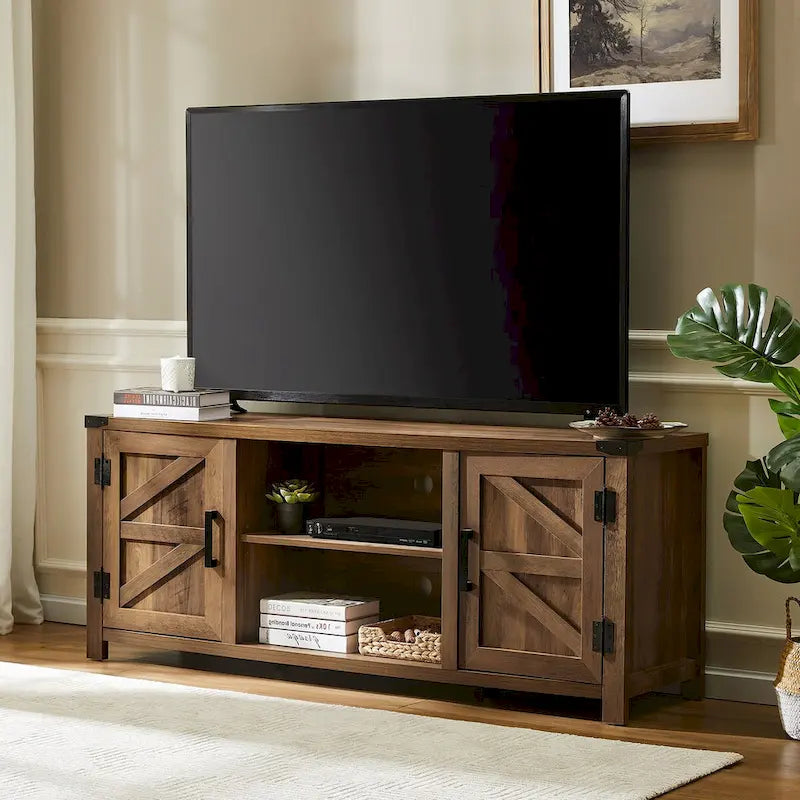 Rustic Farmhouse Barndoor TV Stand - Entertainment Center for TVs up to 70 Inches 42