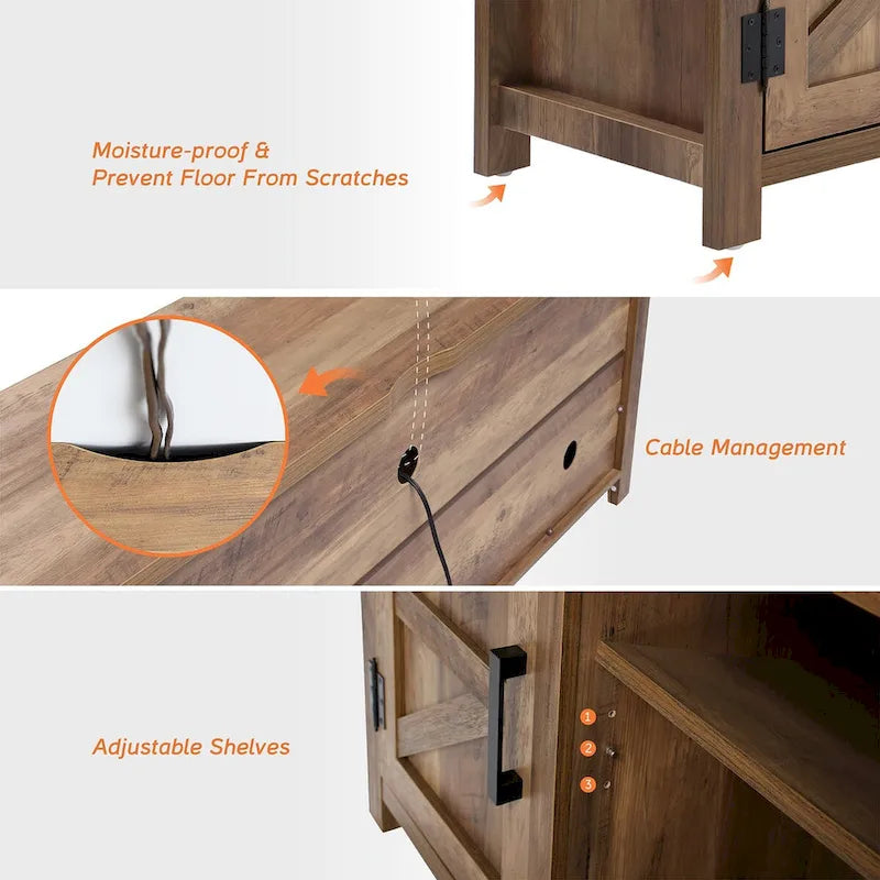 Rustic Farmhouse Barndoor TV Stand - Entertainment Center for TVs up to 70 Inches 44