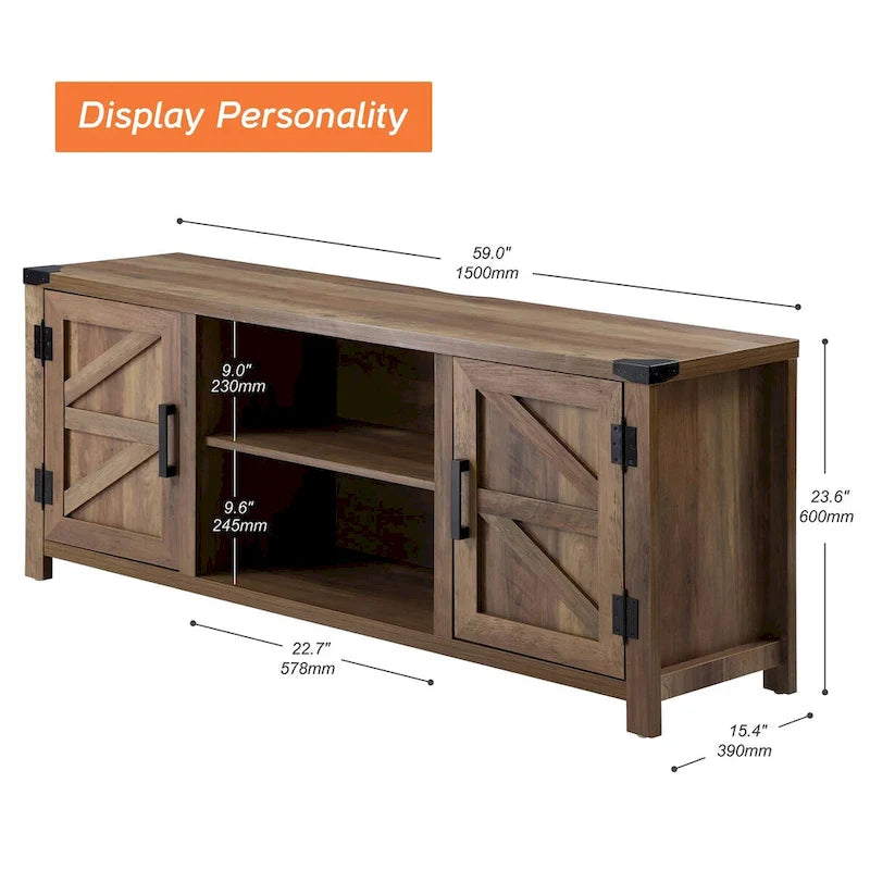 Rustic Farmhouse Barndoor TV Stand - Entertainment Center for TVs up to 70 Inches 45