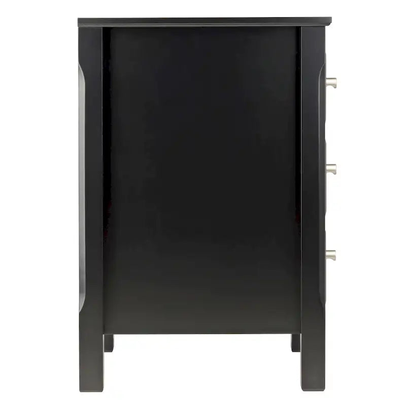 Elegant Black Wooden Nightstand with 3 Generous Storage Drawers - Dimensions: 15.75L x 15.75W x 23.63H 4