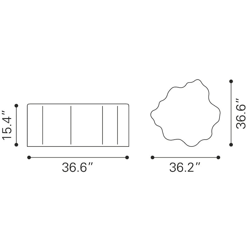 Coffee Table - Dimensions: 36.6" W x 36.2" D x 15.4" H 3