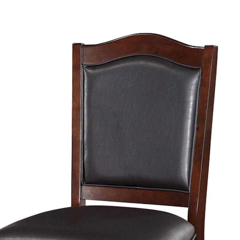 Upholstered Counter Height Chairs  Espresso Wood with Faux Leather 3