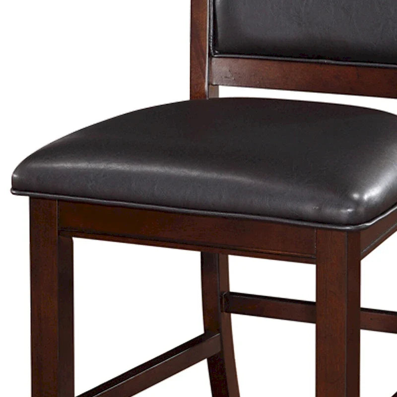Upholstered Counter Height Chairs  Espresso Wood with Faux Leather 4