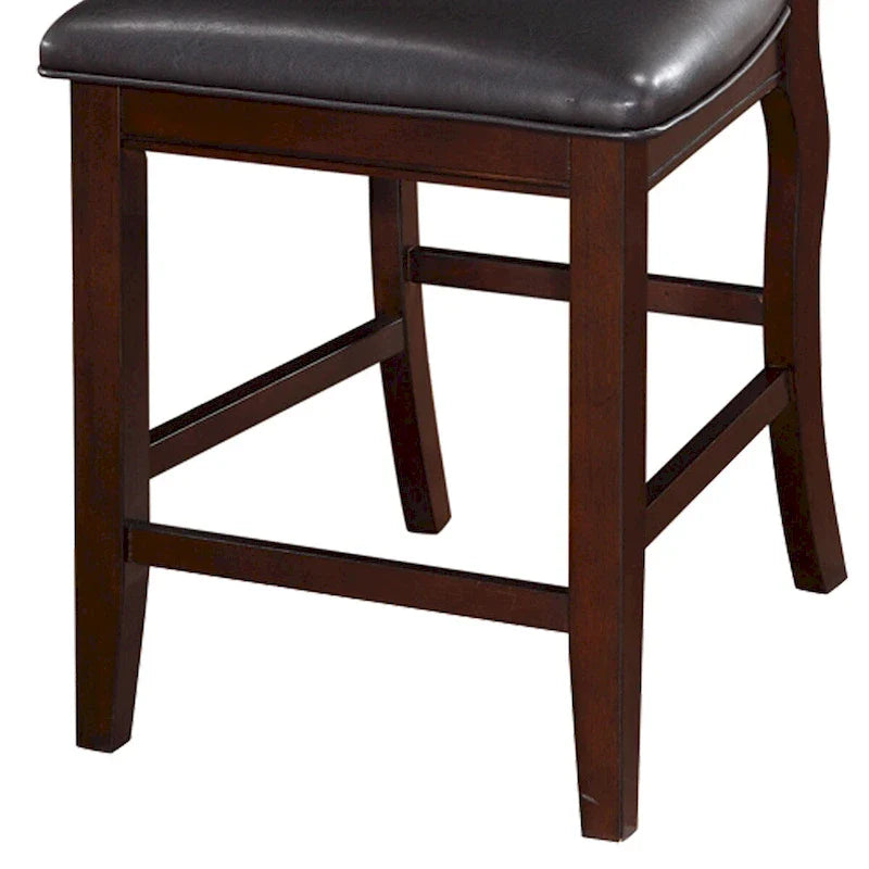 Upholstered Counter Height Chairs  Espresso Wood with Faux Leather 5