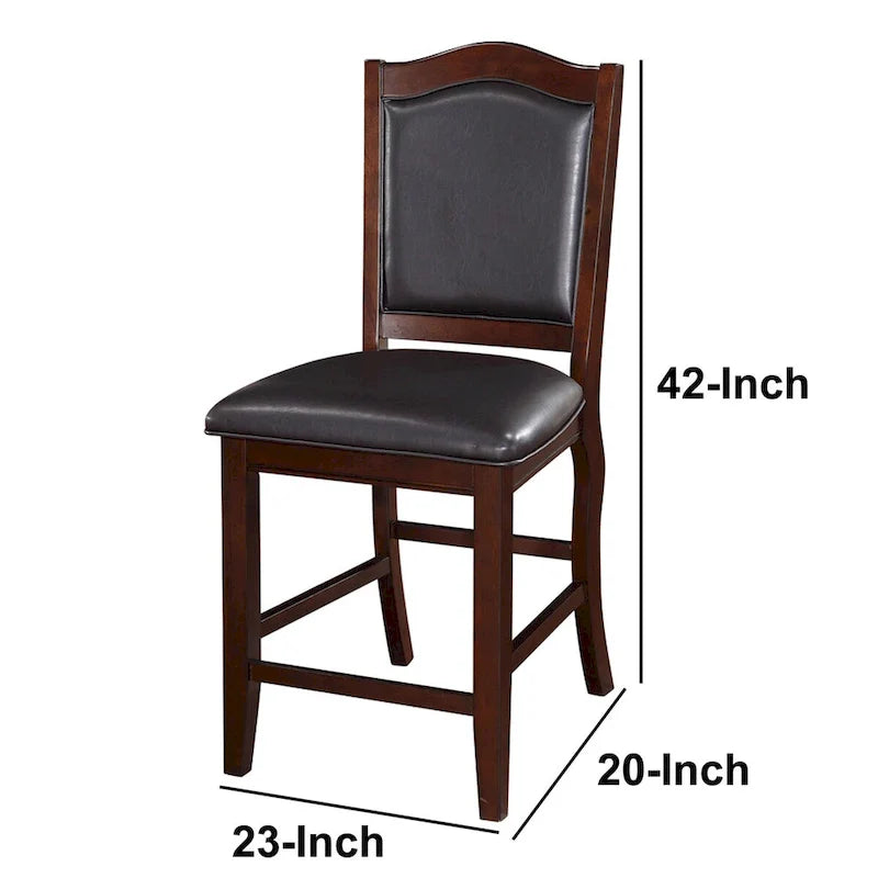 Upholstered Counter Height Chairs  Espresso Wood with Faux Leather 6