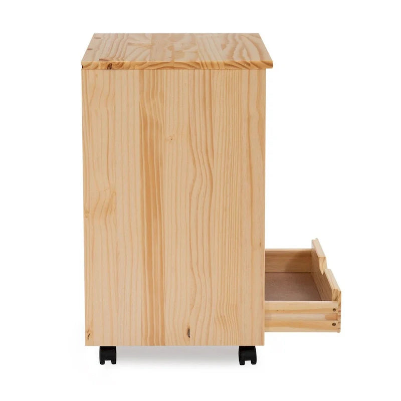 25.25-Inch Natural Brown Wide Rolling Storage Cabinet Featuring 6 Drawers 4