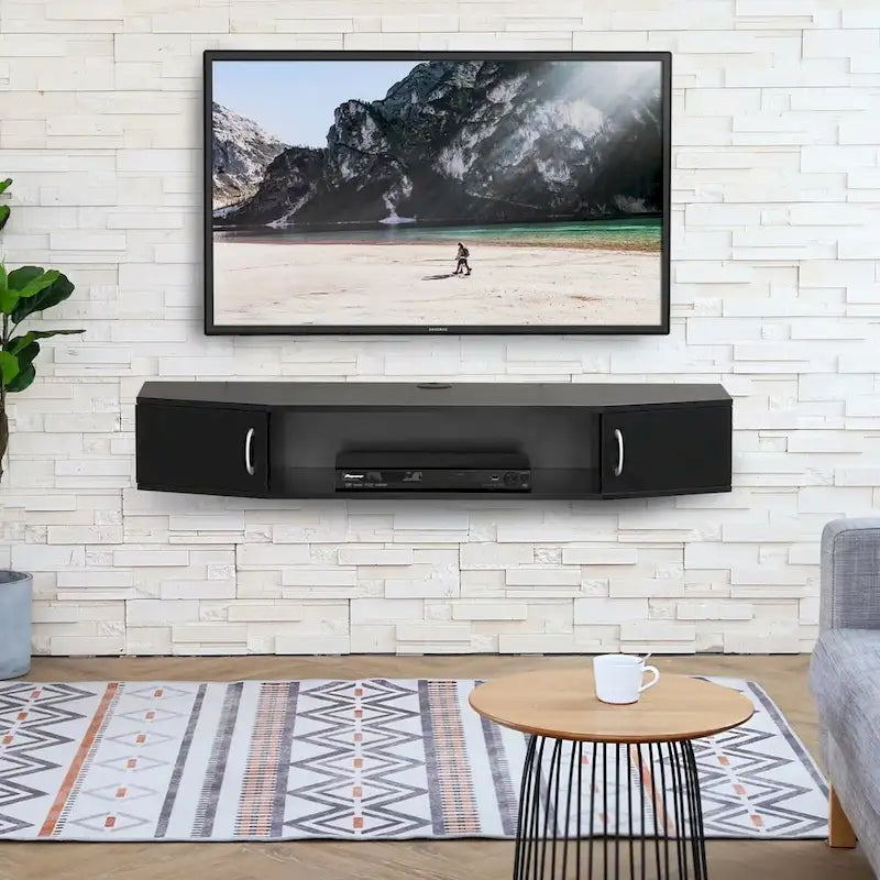 FITUEYES 43.3" Wall-Mounted Floating Media Console Desk with Storage Hutch 2