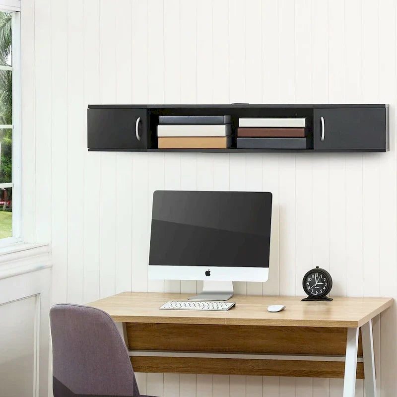 FITUEYES 43.3" Wall-Mounted Floating Media Console Desk with Storage Hutch 3
