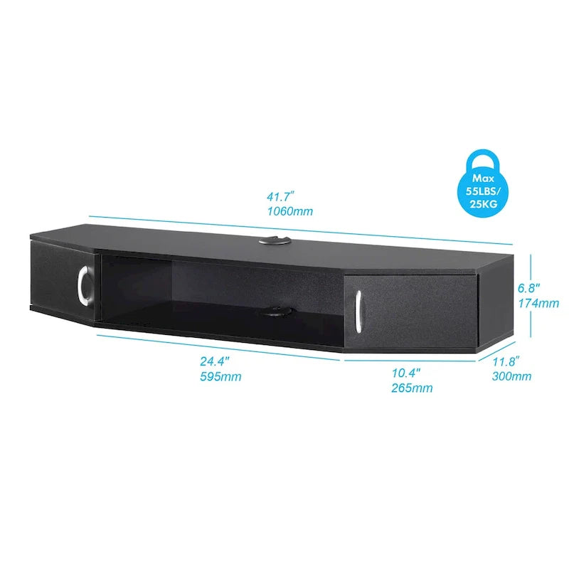 FITUEYES 43.3" Wall-Mounted Floating Media Console Desk with Storage Hutch 5