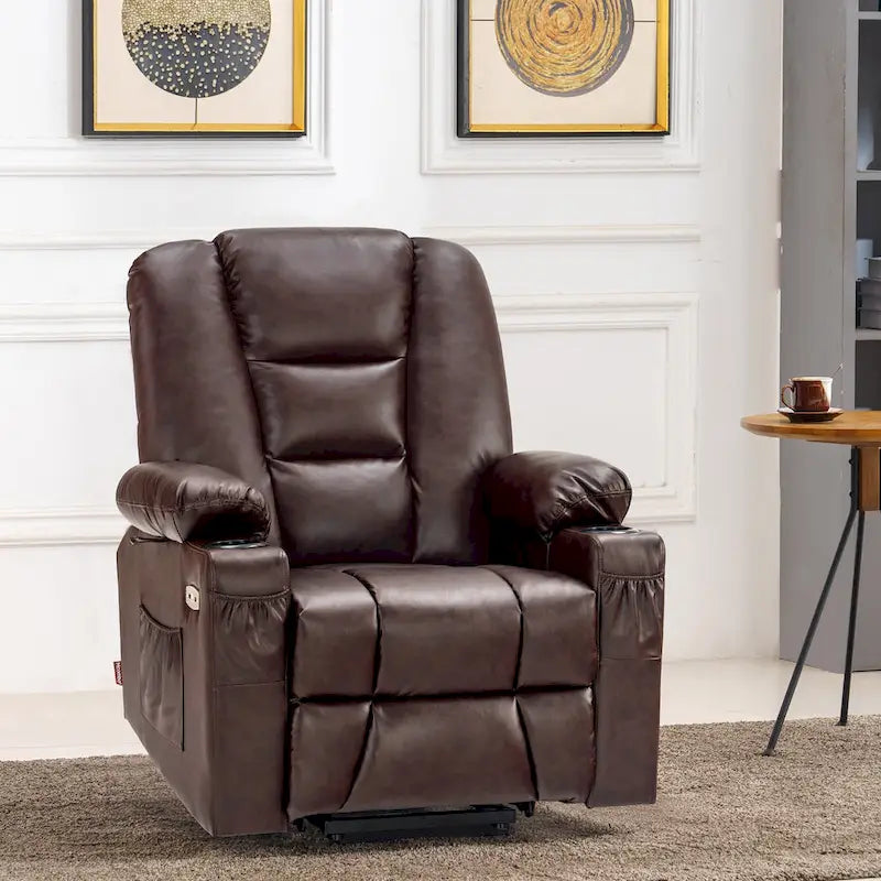 MCombo Compact Power Lift Recliner Chair with Massage and Heat for Seniors, Faux Leather Model 7569 1