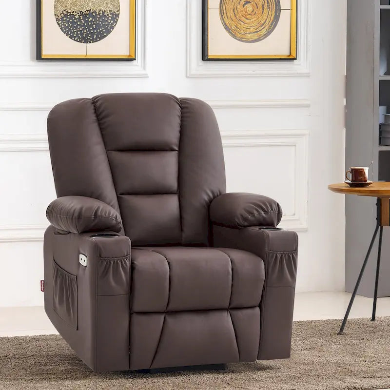 MCombo Compact Power Lift Recliner Chair with Massage and Heat for Seniors, Faux Leather Model 7569 4
