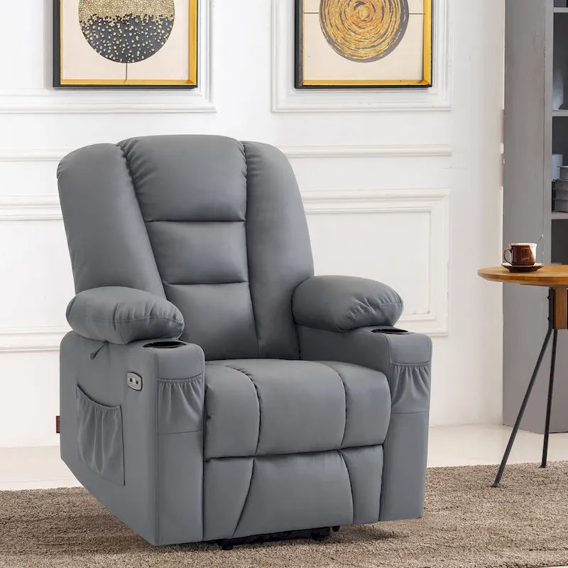 MCombo Compact Power Lift Recliner Chair with Massage and Heat for Seniors, Faux Leather Model 7569 5