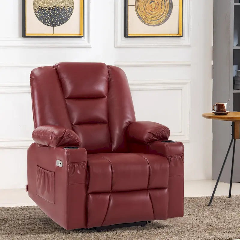 MCombo Compact Power Lift Recliner Chair with Massage and Heat for Seniors, Faux Leather Model 7569 6