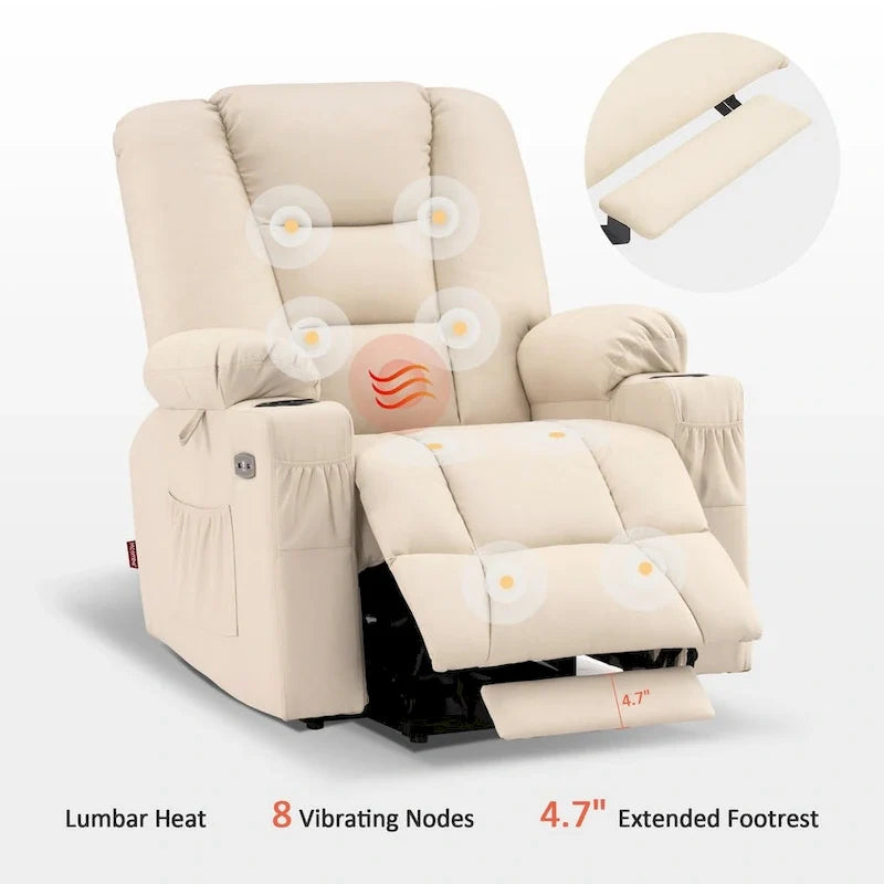 MCombo Compact Power Lift Recliner Chair with Massage and Heat for Seniors, Faux Leather Model 7569 8