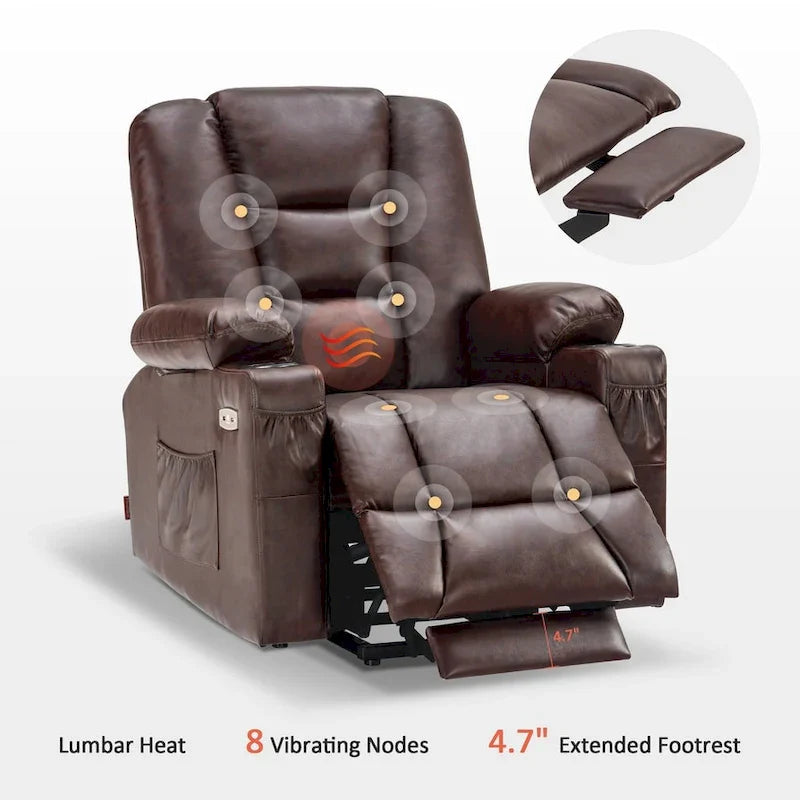 MCombo Compact Power Lift Recliner Chair with Massage and Heat for Seniors, Faux Leather Model 7569 16