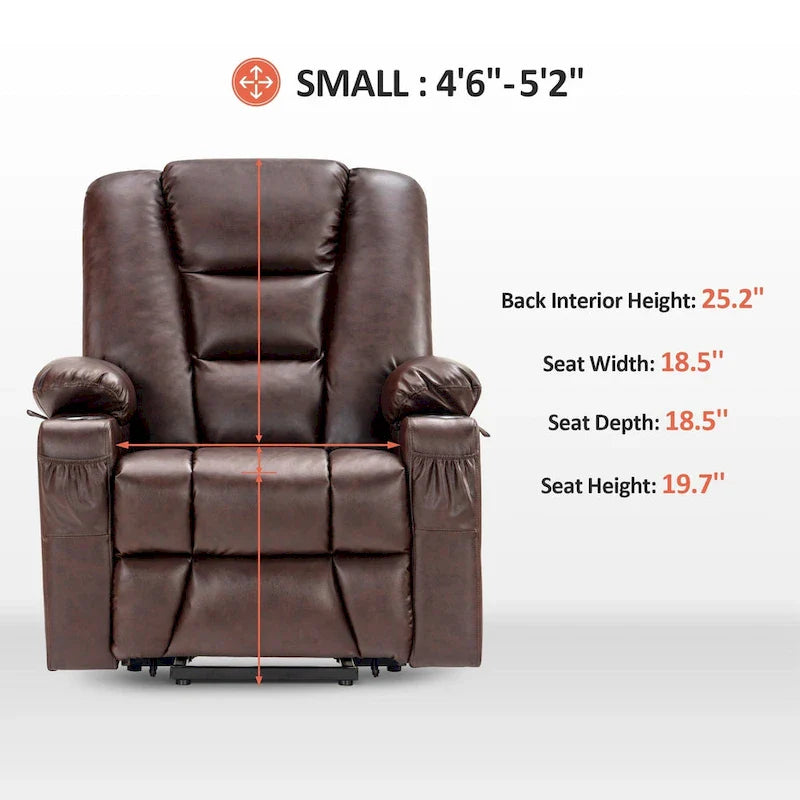 MCombo Compact Power Lift Recliner Chair with Massage and Heat for Seniors, Faux Leather Model 7569 18