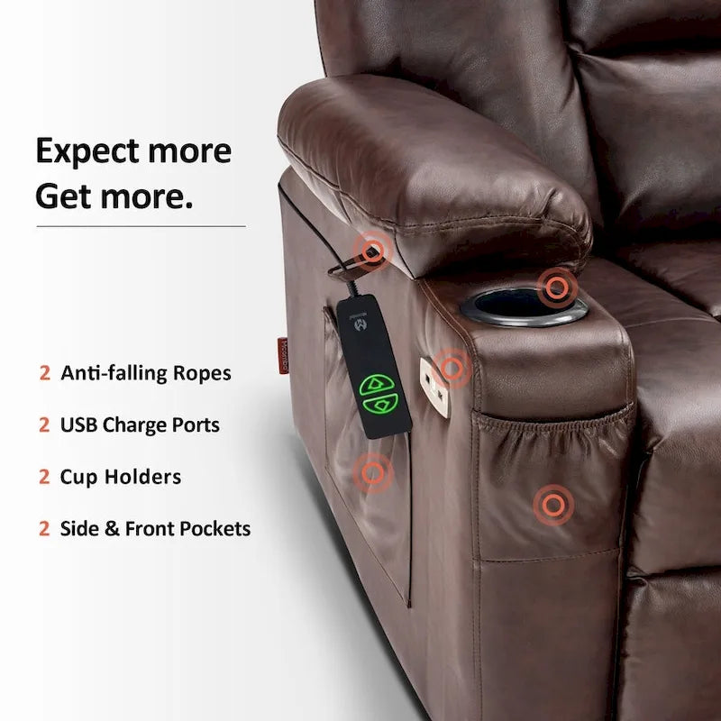MCombo Compact Power Lift Recliner Chair with Massage and Heat for Seniors, Faux Leather Model 7569 19
