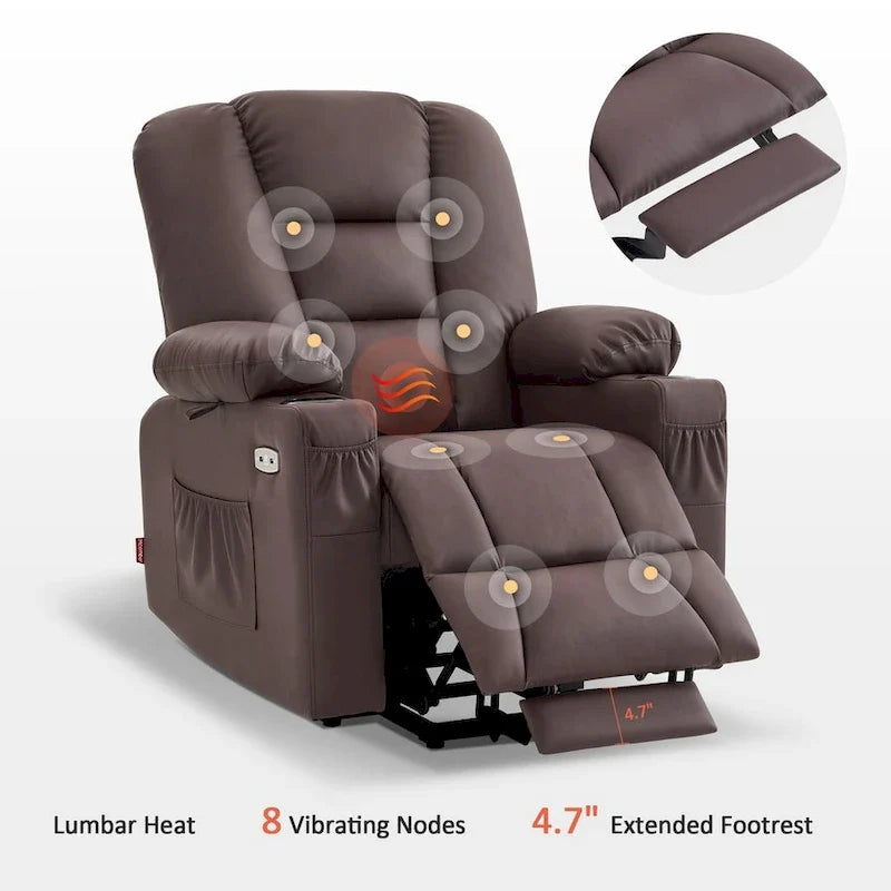 MCombo Compact Power Lift Recliner Chair with Massage and Heat for Seniors, Faux Leather Model 7569 23