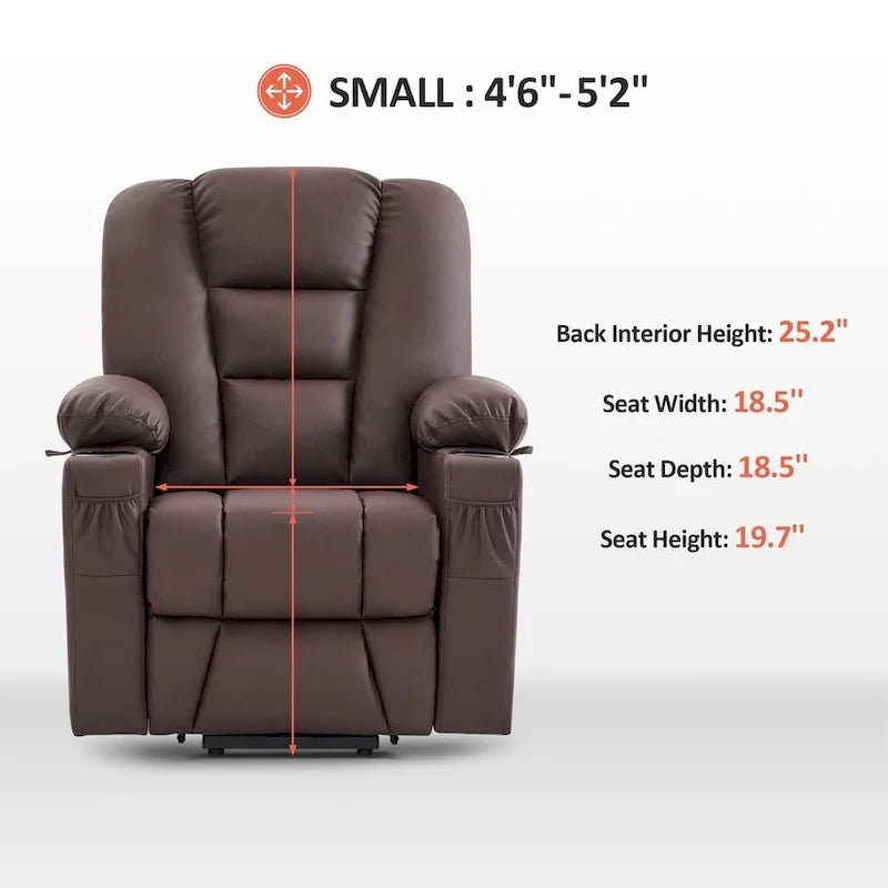 MCombo Compact Power Lift Recliner Chair with Massage and Heat for Seniors, Faux Leather Model 7569 24