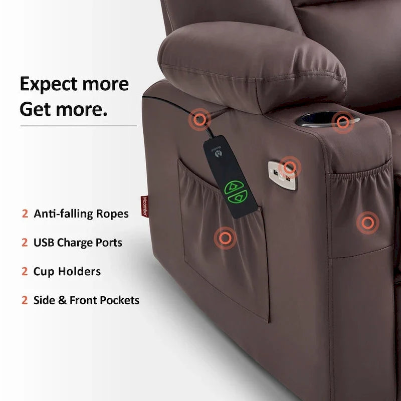 MCombo Compact Power Lift Recliner Chair with Massage and Heat for Seniors, Faux Leather Model 7569 25