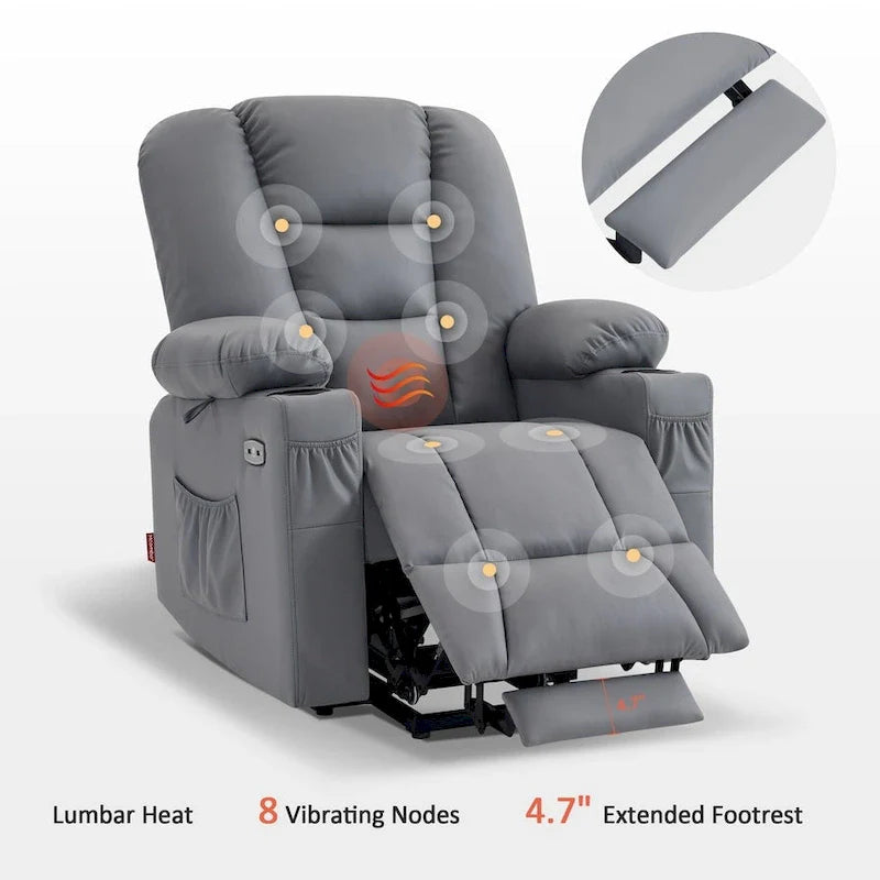 MCombo Compact Power Lift Recliner Chair with Massage and Heat for Seniors, Faux Leather Model 7569 28