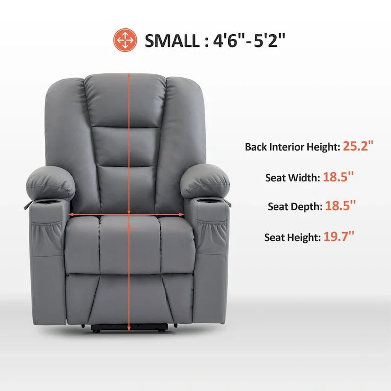 MCombo Compact Power Lift Recliner Chair with Massage and Heat for Seniors, Faux Leather Model 7569 29