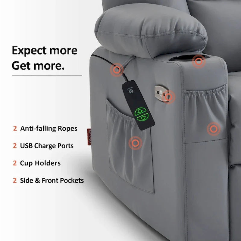 MCombo Compact Power Lift Recliner Chair with Massage and Heat for Seniors, Faux Leather Model 7569 30