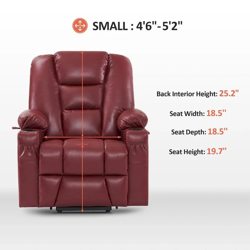 MCombo Compact Power Lift Recliner Chair with Massage and Heat for Seniors, Faux Leather Model 7569 34