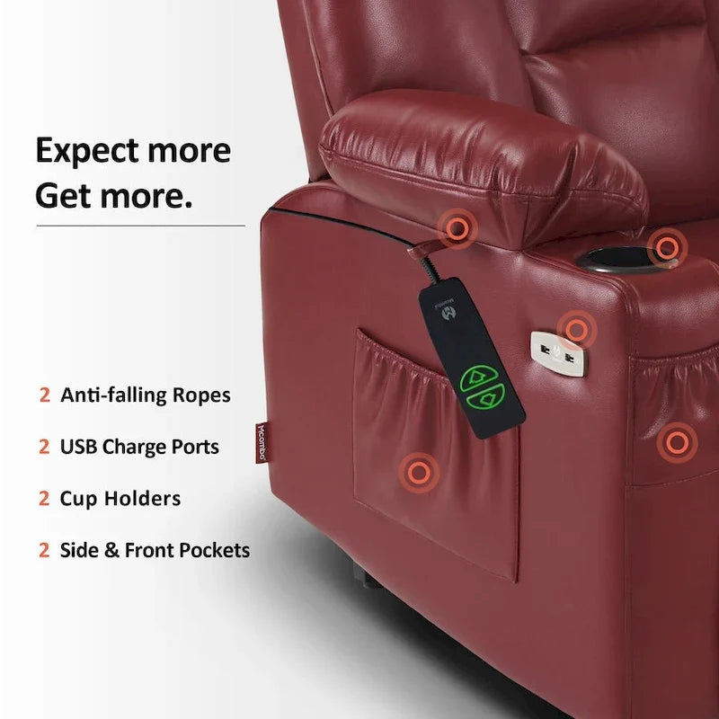 MCombo Compact Power Lift Recliner Chair with Massage and Heat for Seniors, Faux Leather Model 7569 35