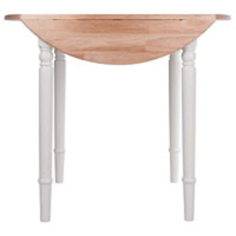 30-Inch Beige and White Round Drop Leaf Table 3